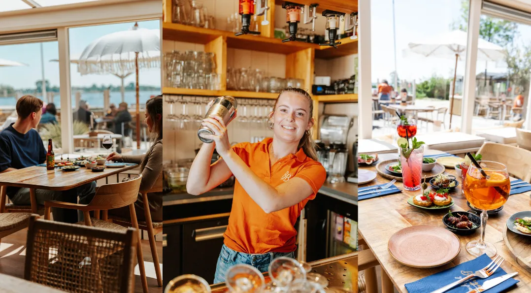 Terras en bar van strandpaviljoen Bodega Beach